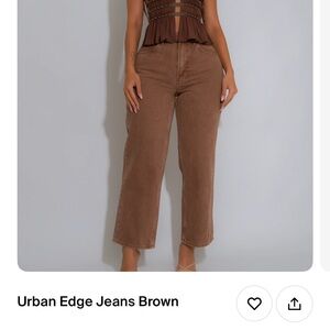 Brown Wide-Leg Jeans